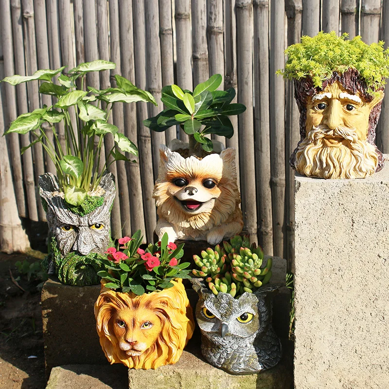 Human head green flower pot more meat tree people plant pots Galaxy guards creative Grout home decoration