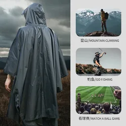 3 in 1 Outdoor Military Raincoat Hooded Sleeve Waterproof Rain Poncho Motorcycle Rain Cover Camping Hiking Travel Rainwear Tent