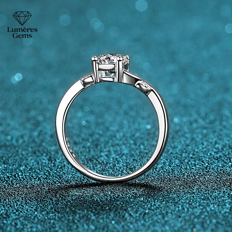 

Luxury 18K White Gold Platinum PT950 1Ct Moissanite Wedding Ring For Women Rings Stylish Jewelry
