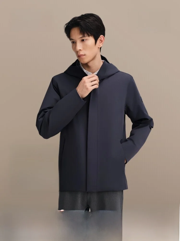 

Bosideng New Men's Short Lightweight down Jacket Classic Business Simple Quality Goose down Hooded Coat Polyester Fiber Commute