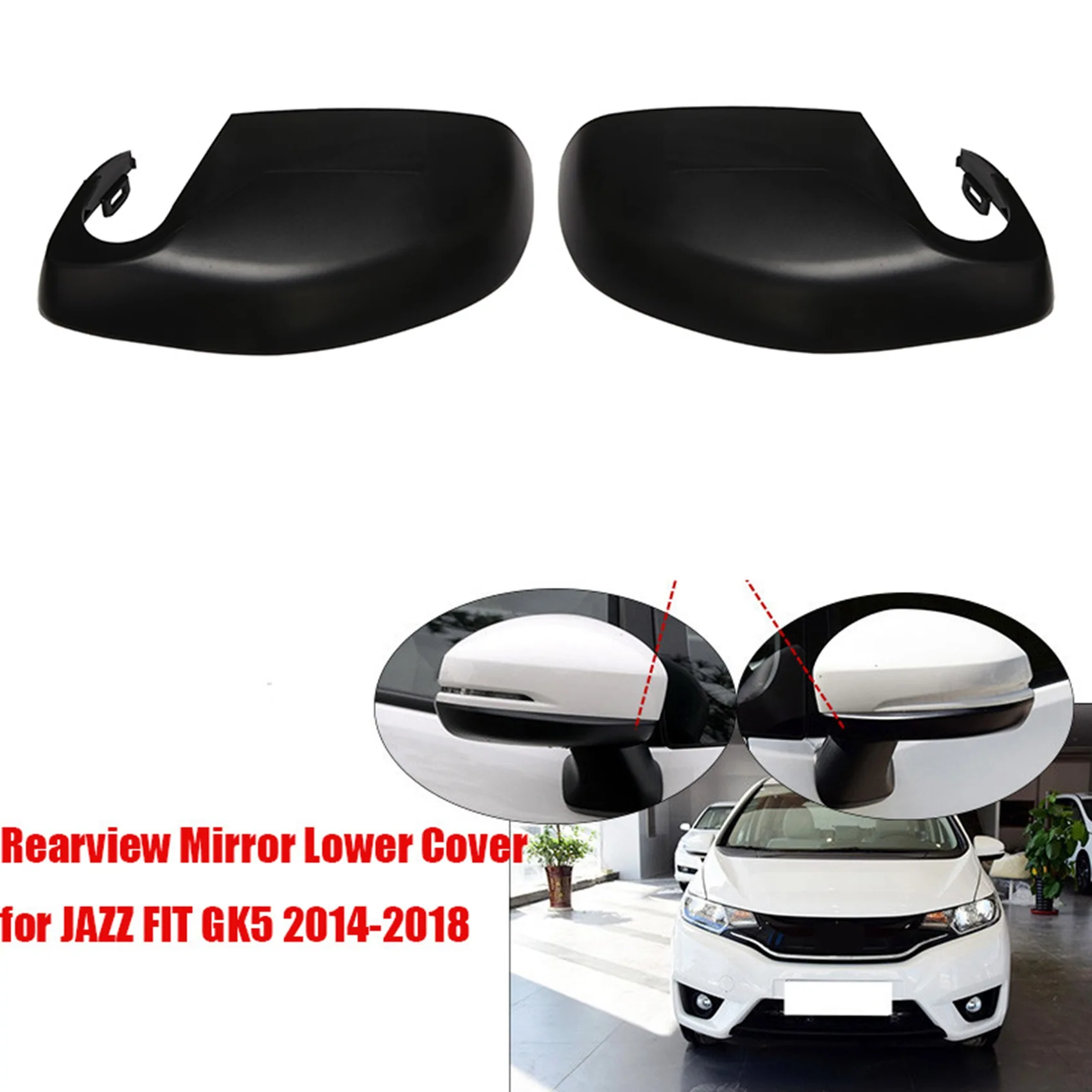 Hoping Outer Rearview Mirror Lower Cover Case Side Mirror Down Cover for HONDA JAZZ FIT GK5 2014-2018