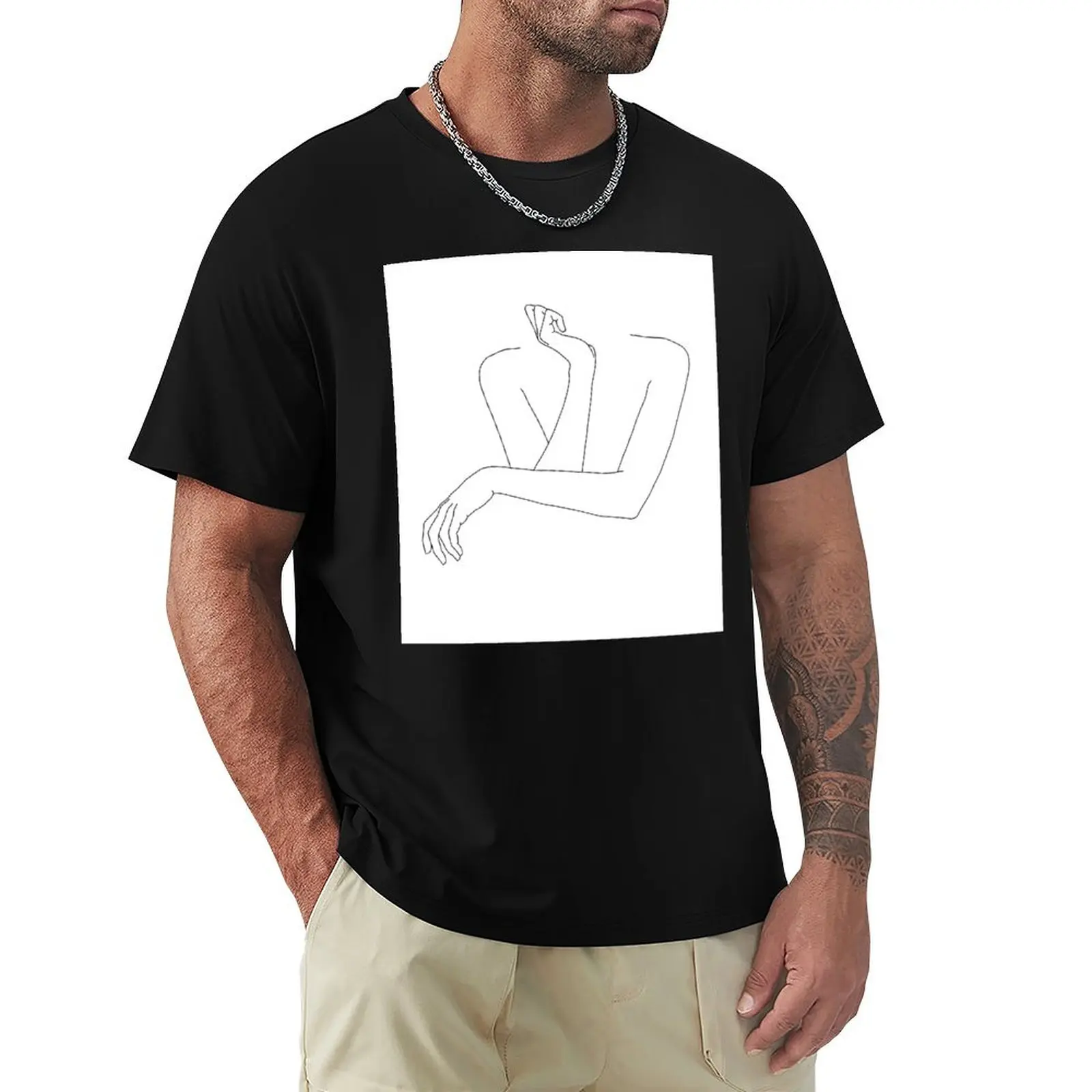 Folded arms line drawing - Anna T-Shirt t shirts for man cotton soft T-Shirt