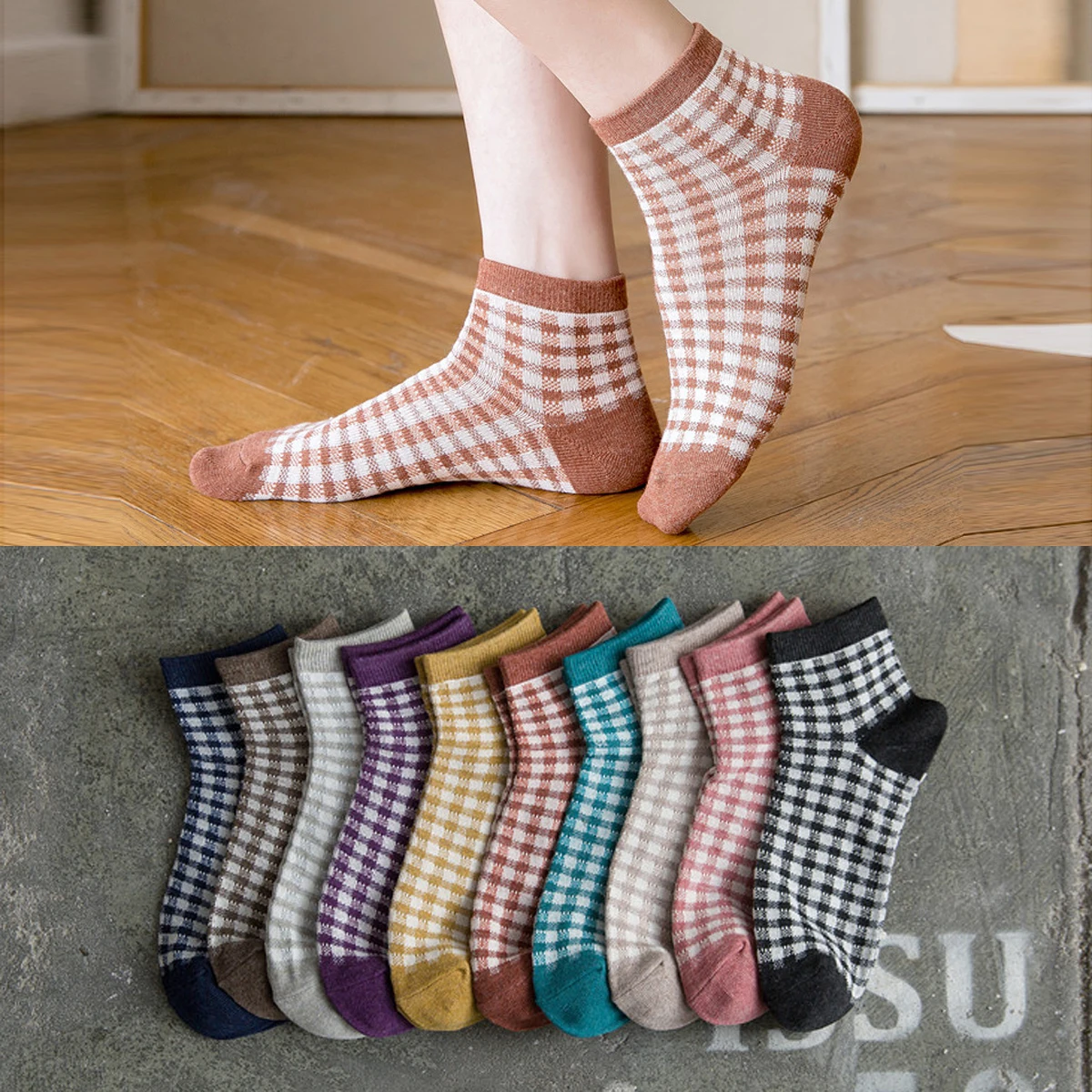 

10 Pairs Cotton WOMEN'S Short Socks Ankle Breathable Mesh Sports Socks Casual Sports Summer Thin Socks Solid Color Crew Socks