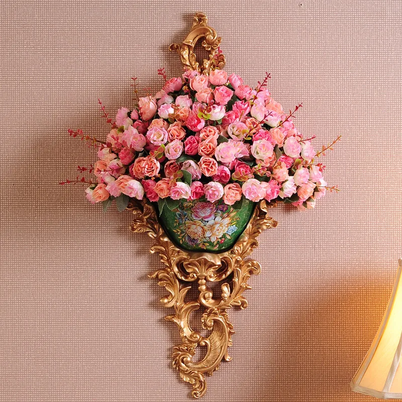 

European Style Wall-Mounted Creative Resin Hanging Decoration Vase Retro Wall Decor for Living Room Bedroom Study Home