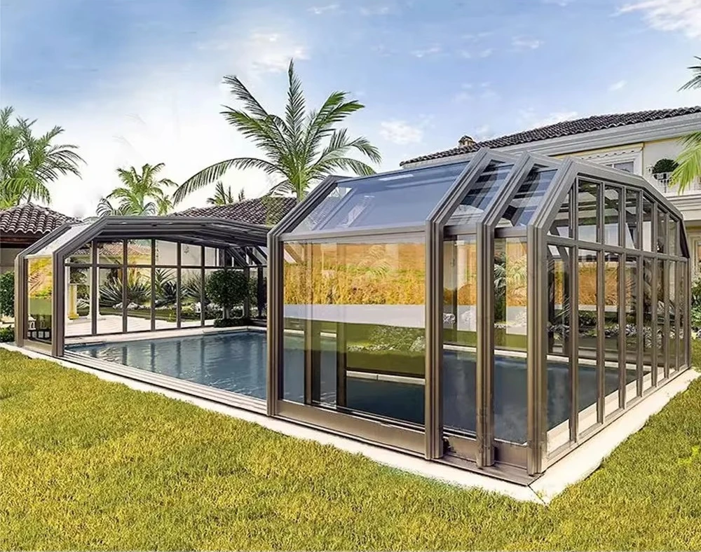 Picture 4: Any Size Custom Anti Aging Aluminum Frame Retractable Pool Cover Long Term Protect Cool Down Damp Block Community Court Open Poo