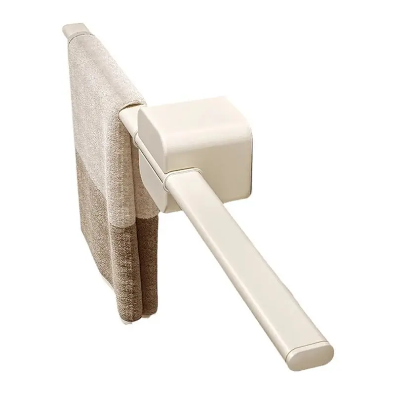 ABLU-Cream White Bathroom Towel Bar, Wall Mounted Hand Towel Holder, No-Drill Storage Rack, Home Organization Gadgets