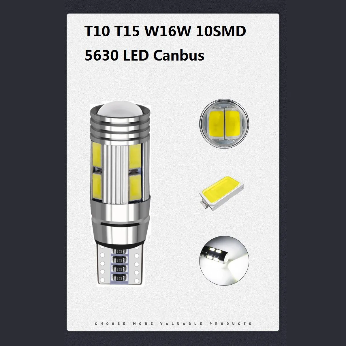 Canbus License Plate Lâmpada LED, Side Turn Signal Light, Super Branco Brilhante, Car Wedge, 12V, 6000K, 5630, 10 SMD, W5W T10, 2pcs