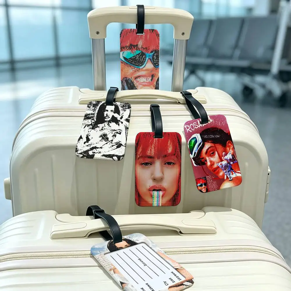 Singer Pop Music R-Rosalia Waterproof PVC Baggage Tag With Info Card Anti lost Identification Tag For Luggage School Backpack