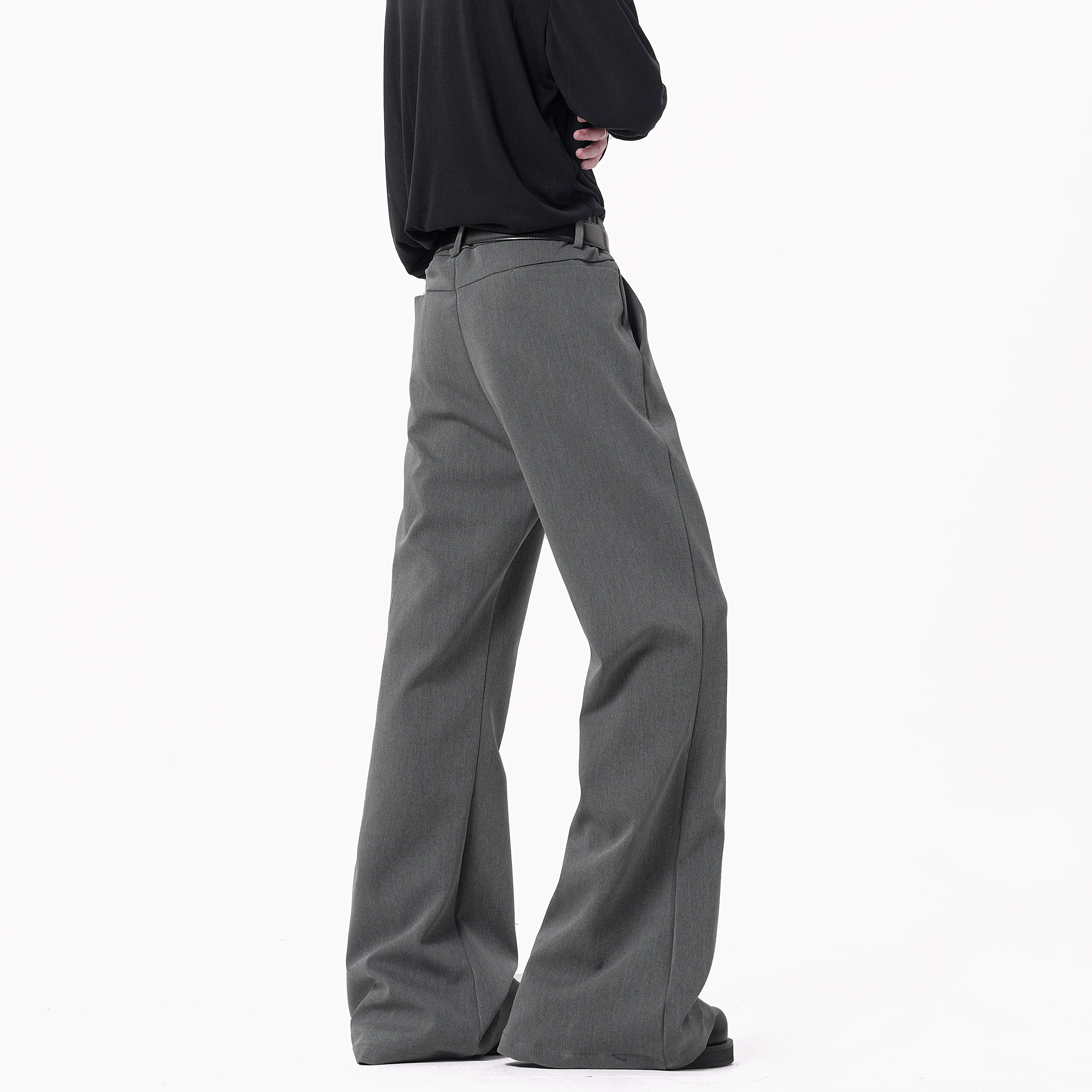 

High End Luxury Quality Baggy Suit Pants Men Summer New Business High Waist Pants Korean Gray Workwear Formal Flare Trousers Man