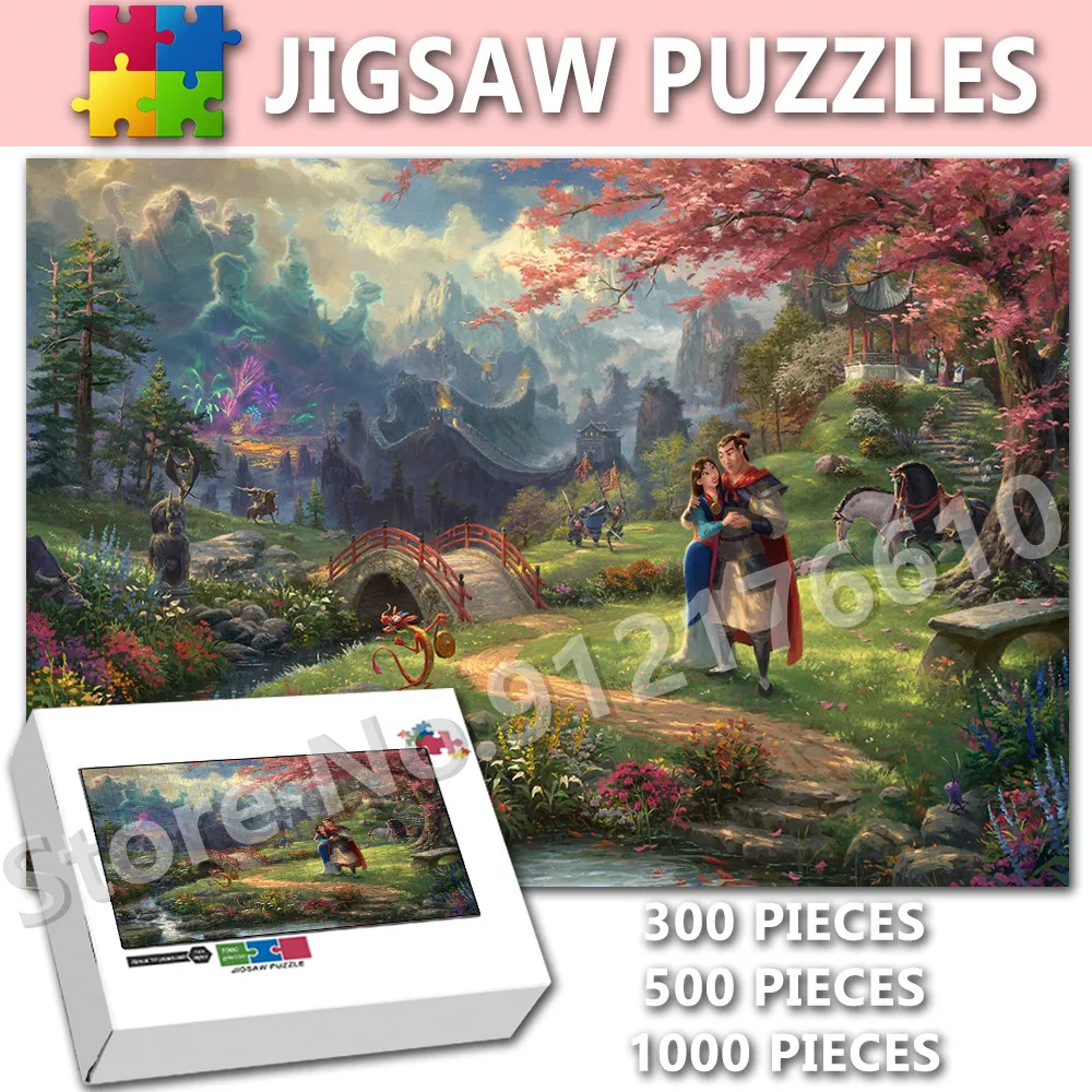 

Mulan Disney Princess Jigsaw Puzzle 300/500/1000 Pieces Disney Cartoon Anime Wooden Puzzle Ducational Tangram Kids Toys Gifts