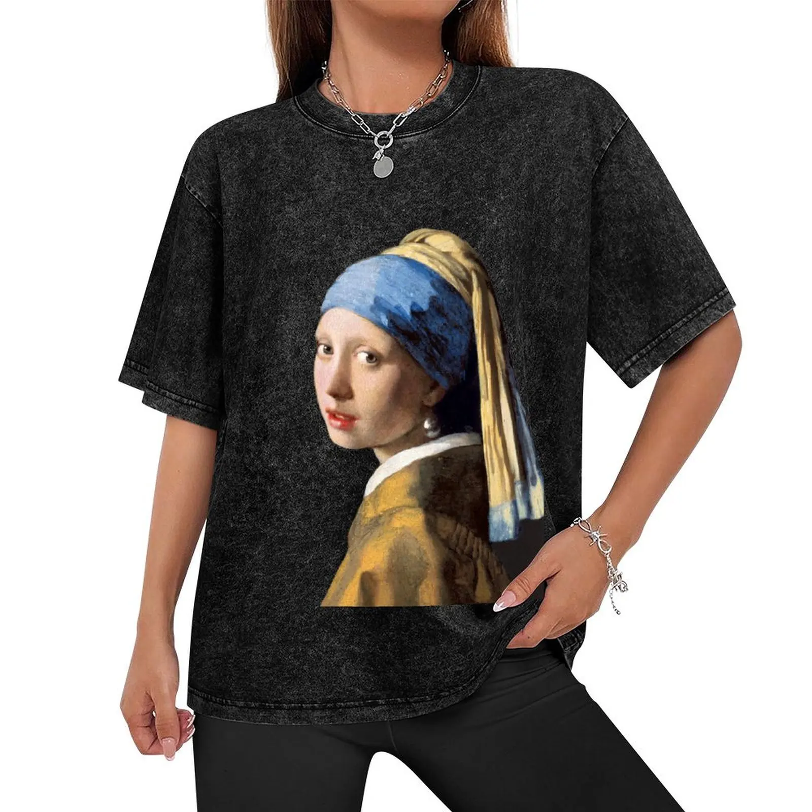 Vermeer's Girl with a Pearl Earring T-Shirt T-shirts man graphics fitted t shirts for men