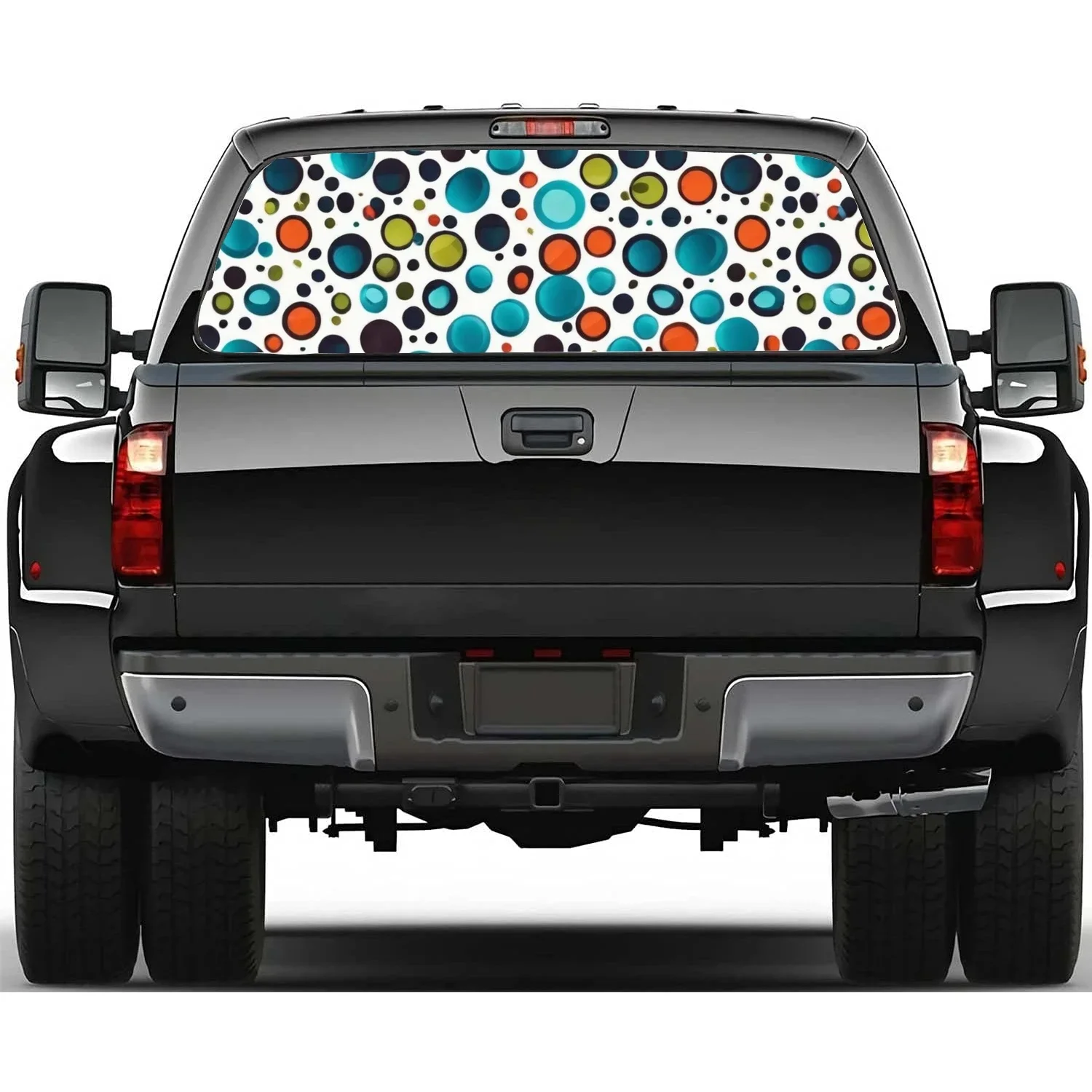 

Dynamic Colorful Polka Dots Rear Window Decal Fit Pickup,Truck,Car Universal See Through Perforated Back Windows Vinyl Sticker