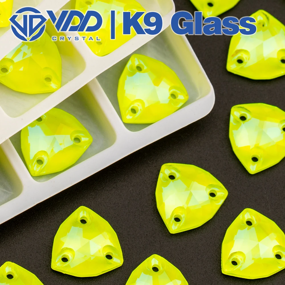 VDD Neon Lemon 12x12mm Trilliant AAAAA K9 szkło szyć na dżetów kryształki do przyszywania Flatback na ubrania dekoracje suknia ślubna