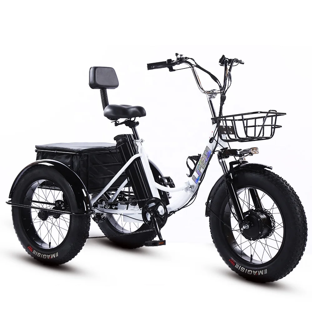 Triciclo Eléctrico de Carga para Adultos de 500W, Motocicleta Eléctrica de 3 Ruedas, Bicicleta Eléctrica Abierta de 48V, Triciclo Eléctrico 2026