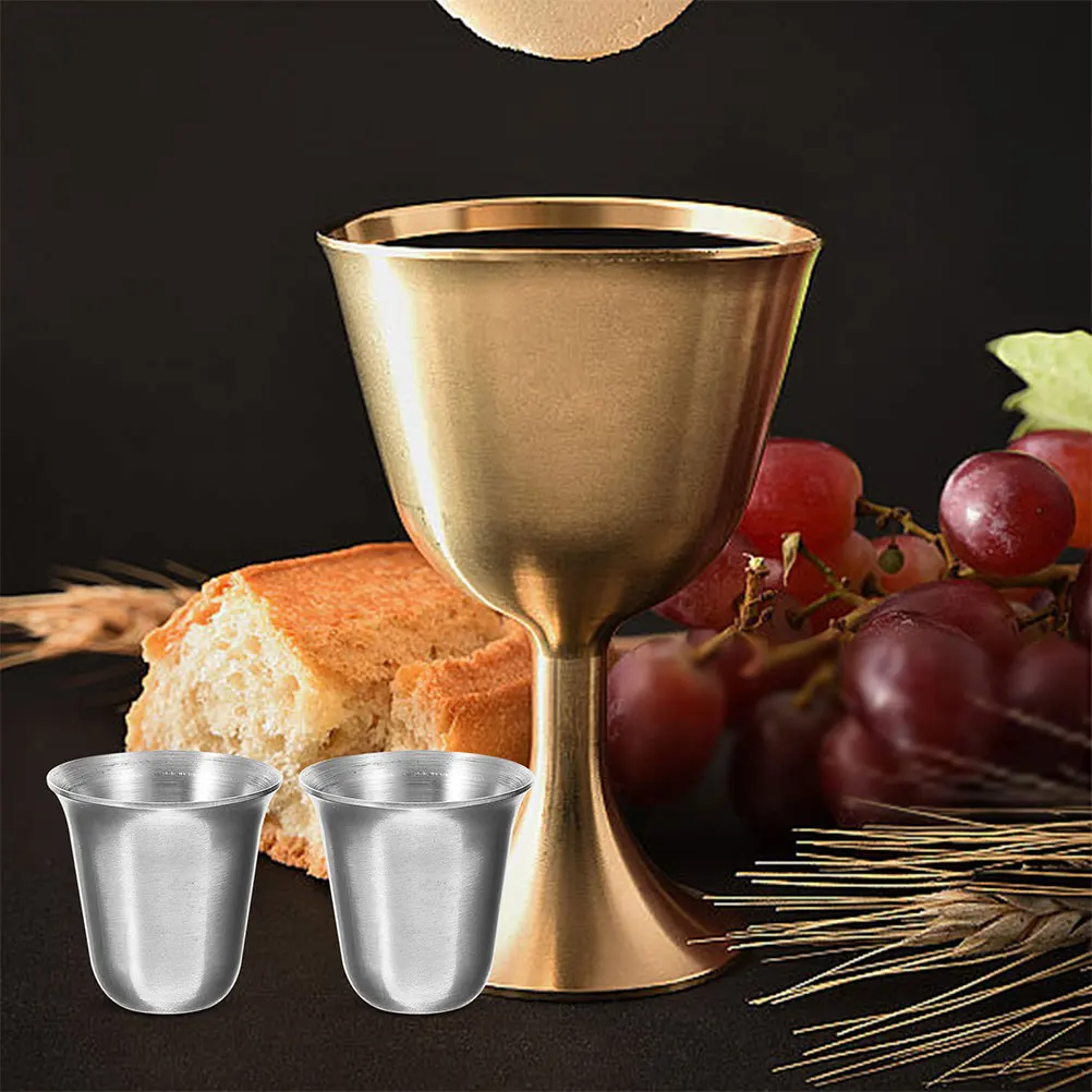 

8Pcs Stainless Steel Communion Cups Stackable Religious Drinking Cups Portable Compact Holy Glass