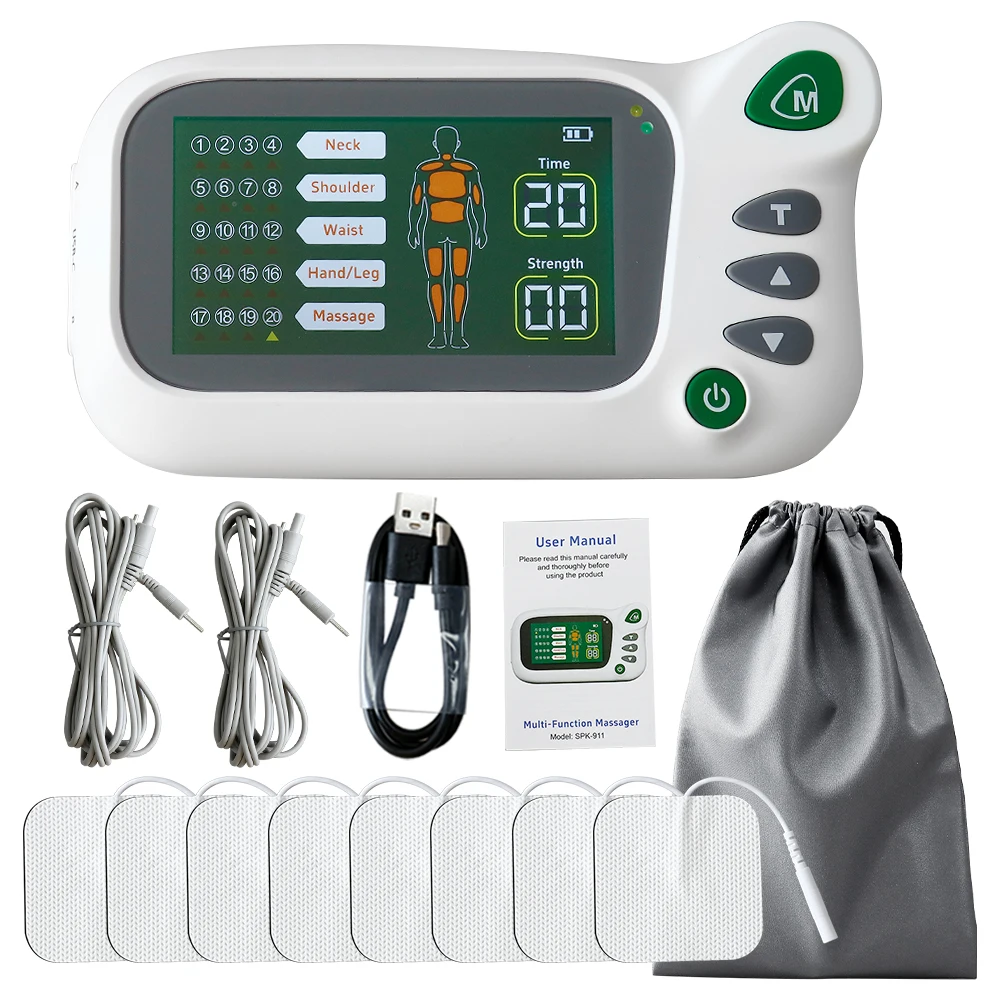 20 Modes Electro Stimulator Realx IFT RUSS Portable TENS Pulse Digital Massager Rechageable Pain Relief Machine With Storage Bag