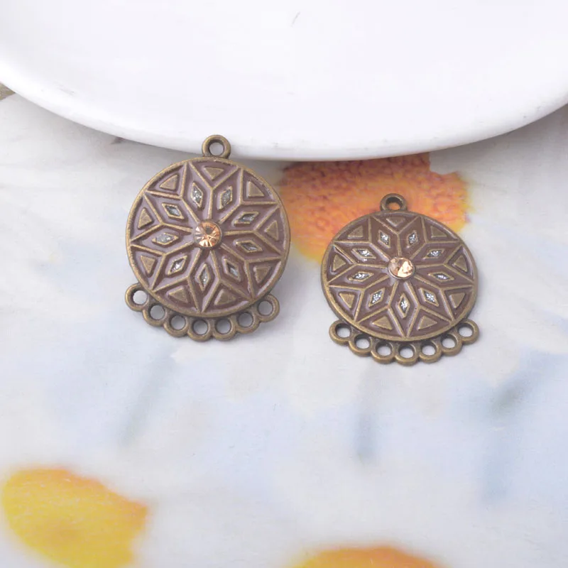 10 Stück/Set Boho Charms Verbinder Statement-Schmuckzubehör Braun Runde Dreieck-Verbinder Anhänger DIY Damenohrringe – Detail 9