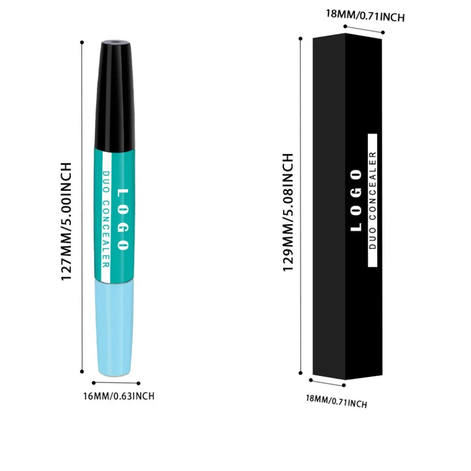قلم إخفاء العيوب سائل مزدوج الرأس مقاوم للماء، ماركة خاصة، مطفي، نباتي، يغطي العيوب بدون تلطيخ، شعار مخصص، بيع بالجملة