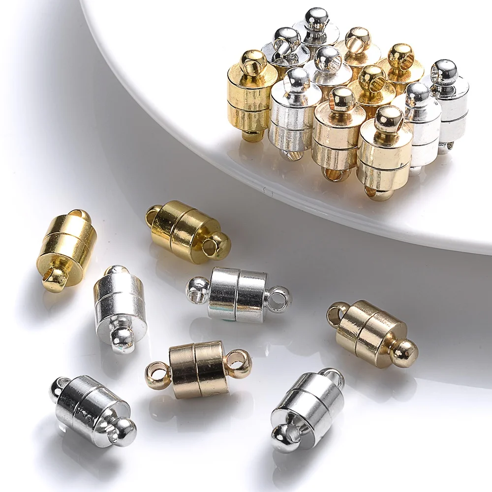 5pairs/Lot 12x6mm Magnetic Clasps Cylinder End Buckle Magnet Claps For Connector Rope Chain DIY Jewelry Bracelet Necklace