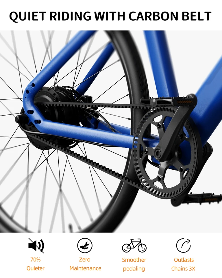 Freedare Electric Bicycle 250W Brushless Motor 36V10AH Battery ebike Dual Disc Brake Adult City 27.5 Inch Tire Carbon Belt Ebike image 8