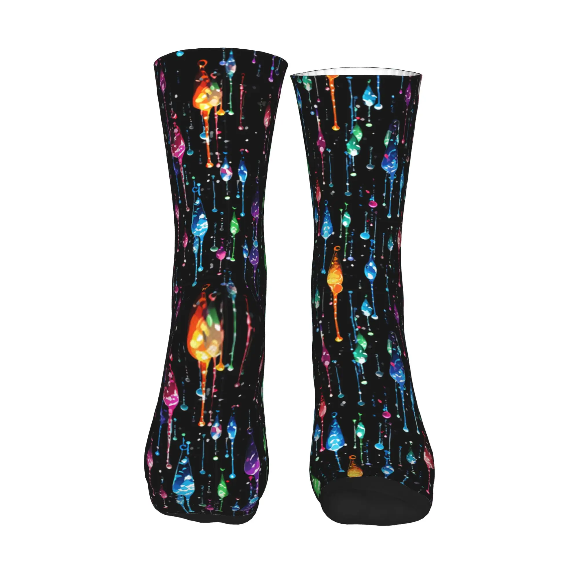 Dripping Rainbow Liquid Pattern  Dress Socks Men's Women's Warm Fashion Novelty  Crew Socks