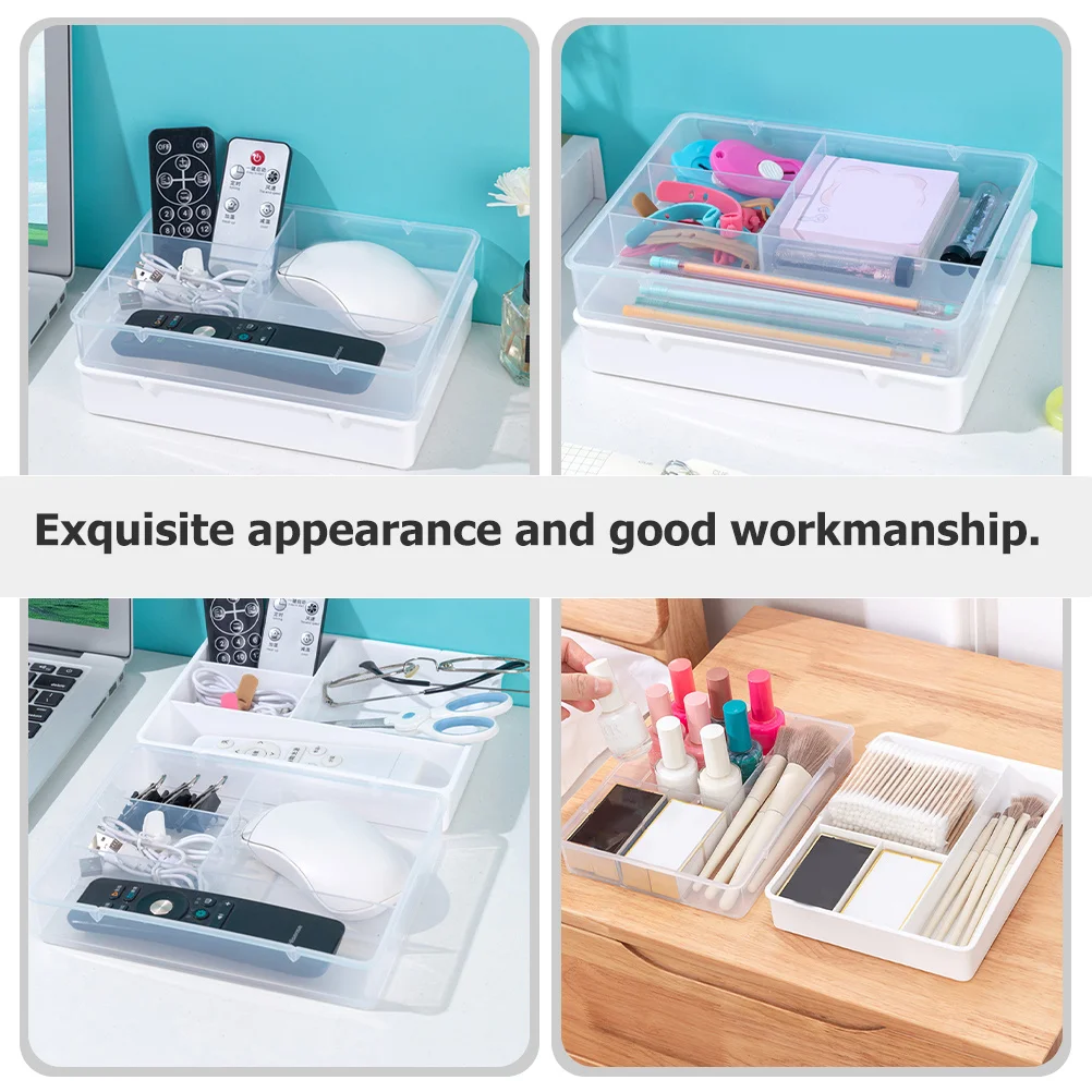 

2Pcs Compartment Storage Box for Desk Organizer Desktop with Fine Workmanship Multi-Grid Design Holds Makeup Lipsticks Skincare