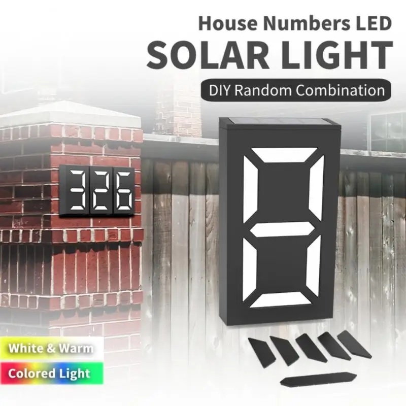 2024 NEW Solar House Numbers Light DIY Solar Door Sign Light Outdoor For Garden Yard Building Door Wall Address Numbers Sign