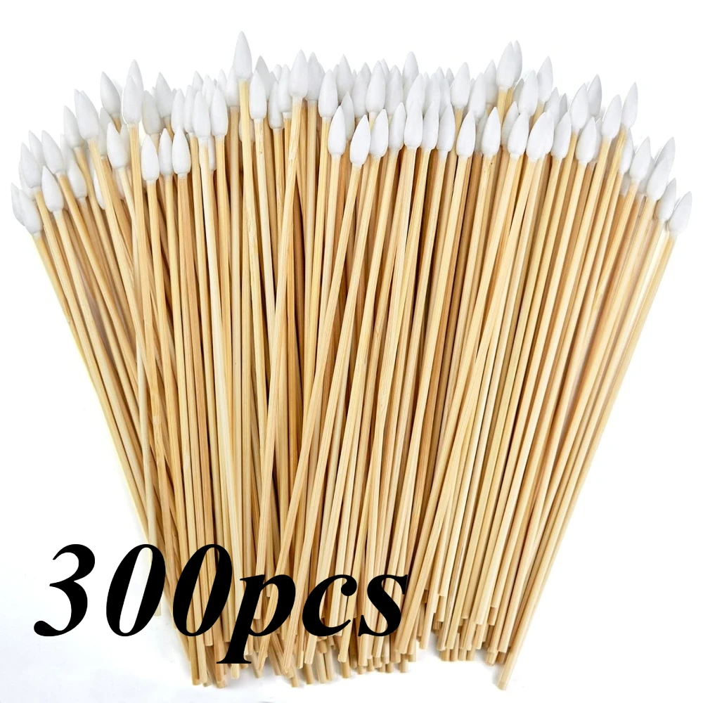 100/300 Stück 6 Zoll lange Wattestäbchen mit Holzgriffen, Applikator mit Baumwollspitze zum Reinigen, Wattestäbchen, Öl-Make-up – Detail 34