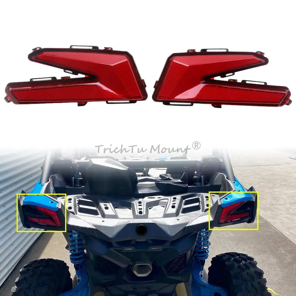 Motorcycle DC 9-16V LED Tail Light Assembly For CAN-AM Maverick Rear Taillight assembly-X3-Flowing steering-Red grille TL00290-R