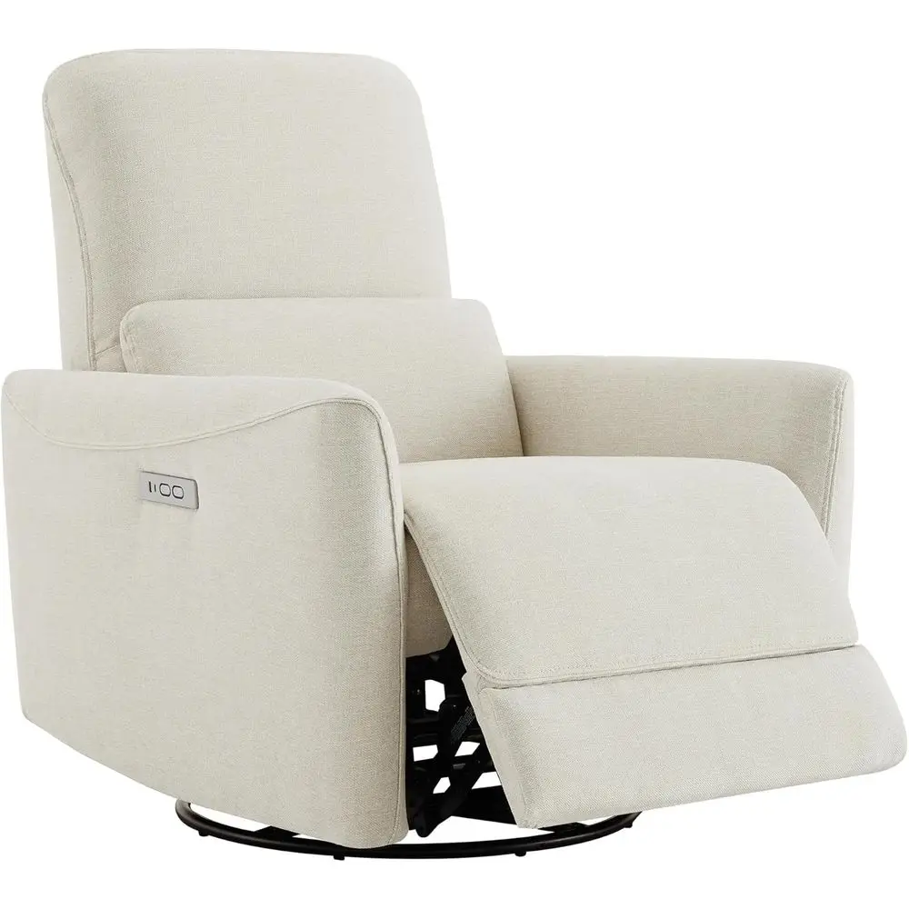 

Upholstered Swivel Glider Recliner with Lumbar Support, Linen Sofa Chair for Living Room and Nursery
