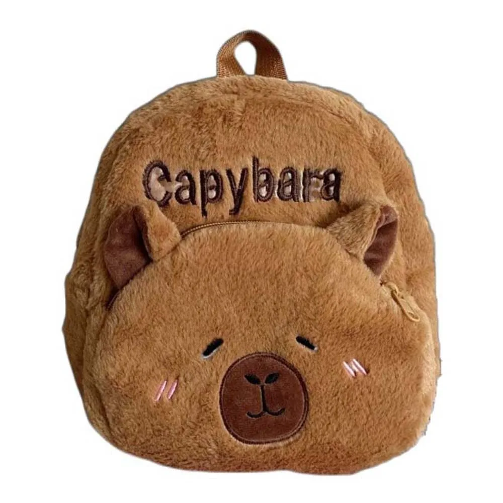 Thickened Capybara Plush Backpack Embroidered PP Cotton Cartoon Animal Daypack Lightweight Soft Large Capacity School Bag Girls