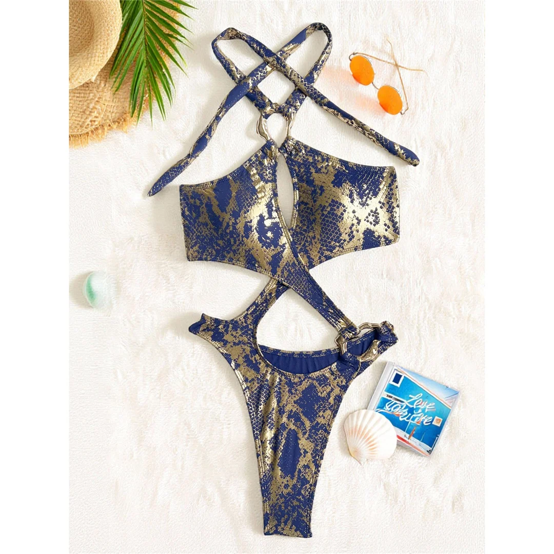Sexy Badeanzug mit Bauchausschnitt, Leoparden- und Schlangenhautmuster, Damen-Badeanzug, einteiliger Badeanzug, Damen-Neckholder-Badeanzug mit hohem Beinausschnitt, Badebekleidung, Badeanzug V7972 – Detail 33