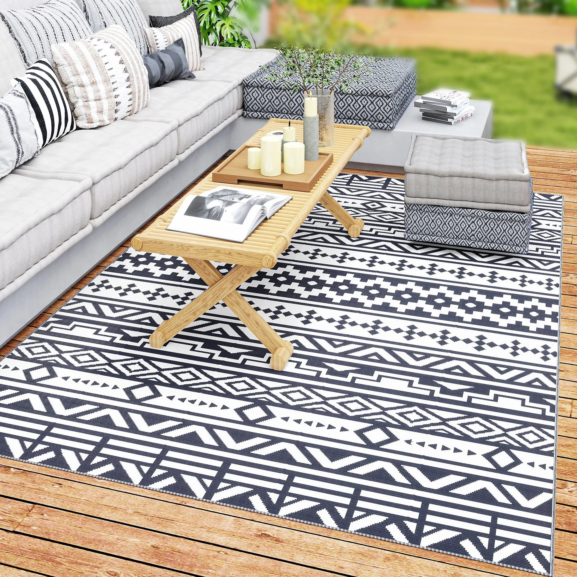 Interior Design Living Room - Outdoor Rug, 6' x 9' Plastic