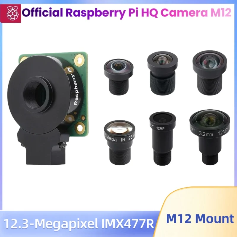 Raspberry Pi HQ Camera Module, Montagem M12, 12.3MP, Sensor IMX477R, Alta Sensibilidade, Suporta para Pi 4B, 3B +, Zero W