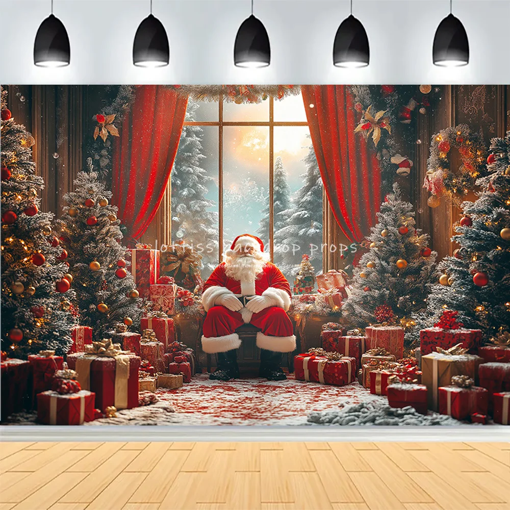 Winter Christmas Atmosphere Windows Photography Background Merry Christmas Glow Christmas Little Photo Studio Backdrops AG-19