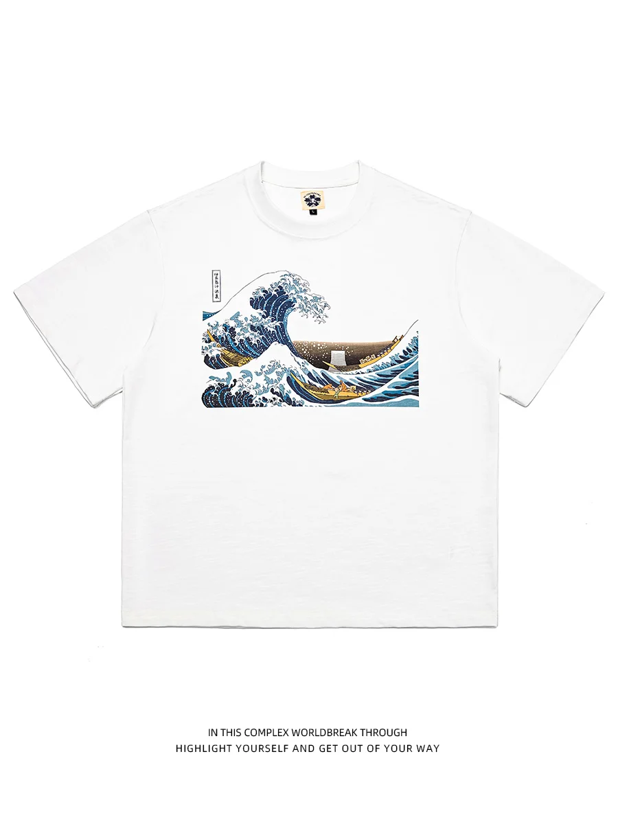 

Pure Cotton Heavyweight 310g Bamboo Rayon round Neck Short Sleeve T-Shirt Nuclear Waste Design Summer Casual Breathable Tee