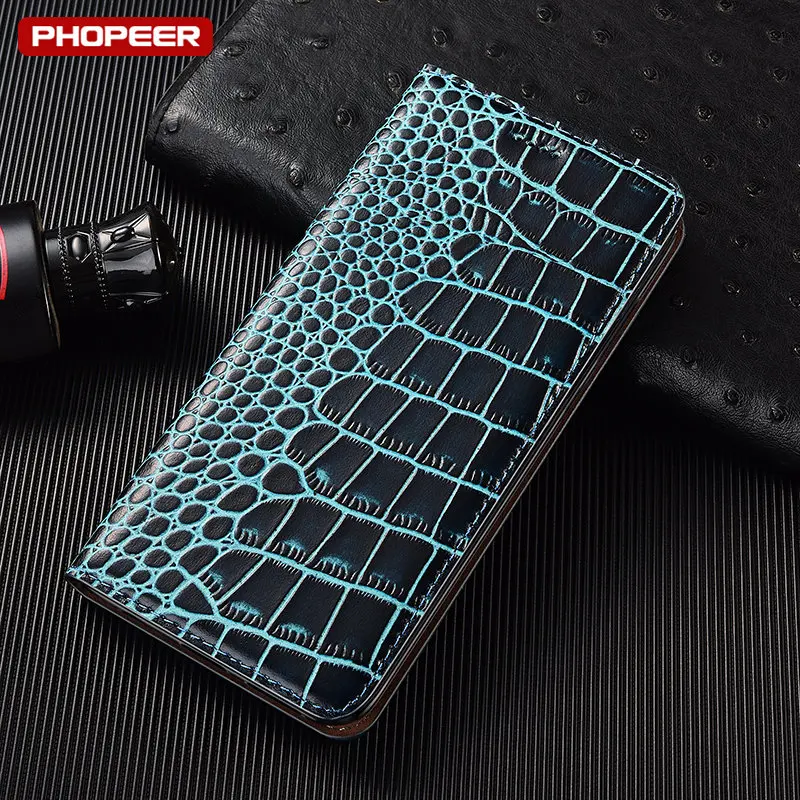 Crocodile Genuine Leather Flip Case For XiaoMi Mi cc9 cc9e Pro Mi A1 A2 A3 5X 6X Play Phone Wallet Cover Cases