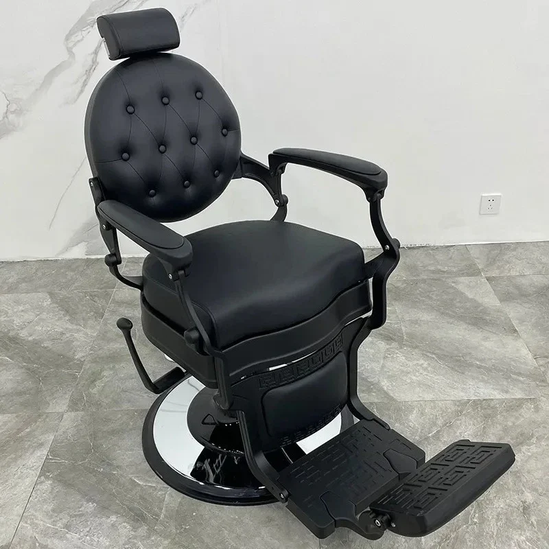 NNMen's Retro Oil Head Hair Salon Chair Lift Reclining Shaving Chair
