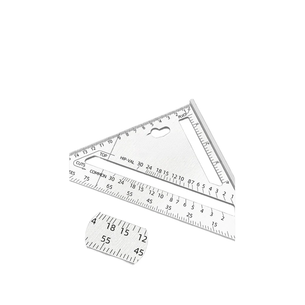 7 Inch Aluminum Alloy Triangle Ruler for Woodworking with 45 Degree and 90 Degree Angle Measurement and Dual Sided Metric Scale