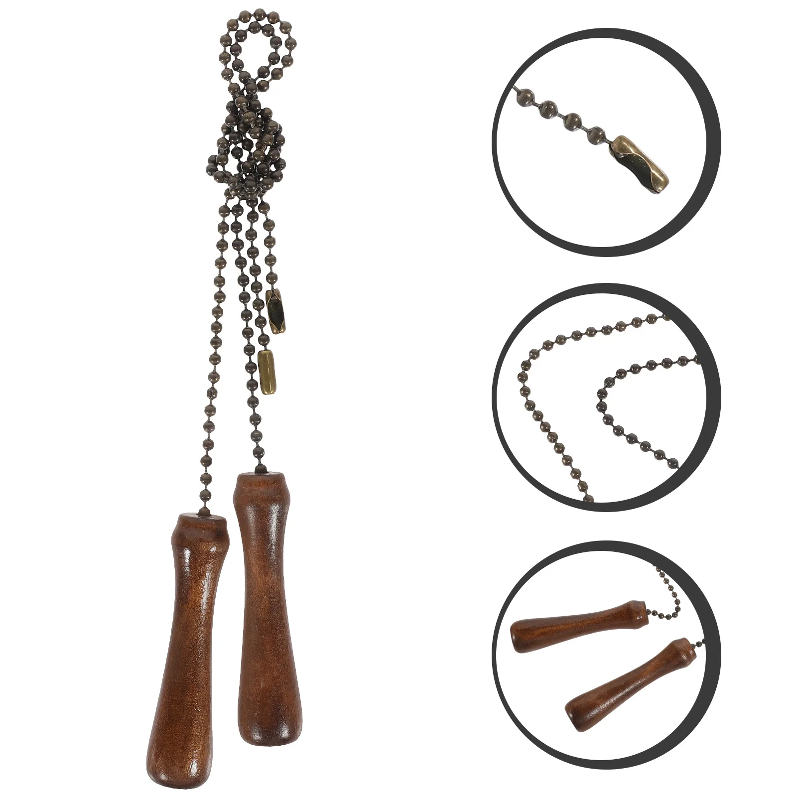 

2pcs Wooden Ceiling Fan Pull Chains Light Brown Wood Material Lamp Ornament Replacement For Chandelier Pendant Decor Workshop