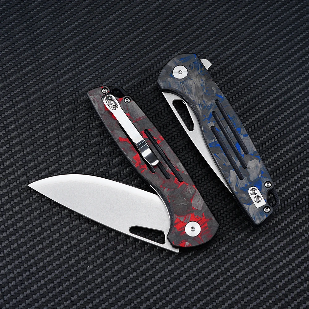 14C28N Steel Pocket Folding Knife Multipurpose Camping Survival Hunting Flipper Small Knives Carbon Fiber/G10 Handle EDC Tool