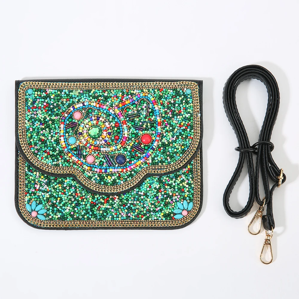 2026 جديد اليدوية مطرز حقيبة الهاتف المرأة الحيوان والزهور نمط العرقية Crossbody الحقيبة الجلدية بوهو ريترو المحمول المحفظة