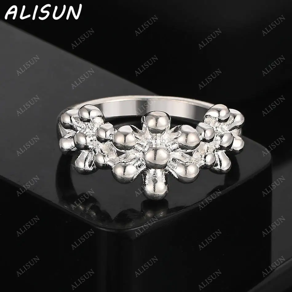 

ALISUN 925 Sterling Silver Size 7-10 Flowers Ring For Women Fashion Jewelry Charm Grace Wedding Engagement Accessories