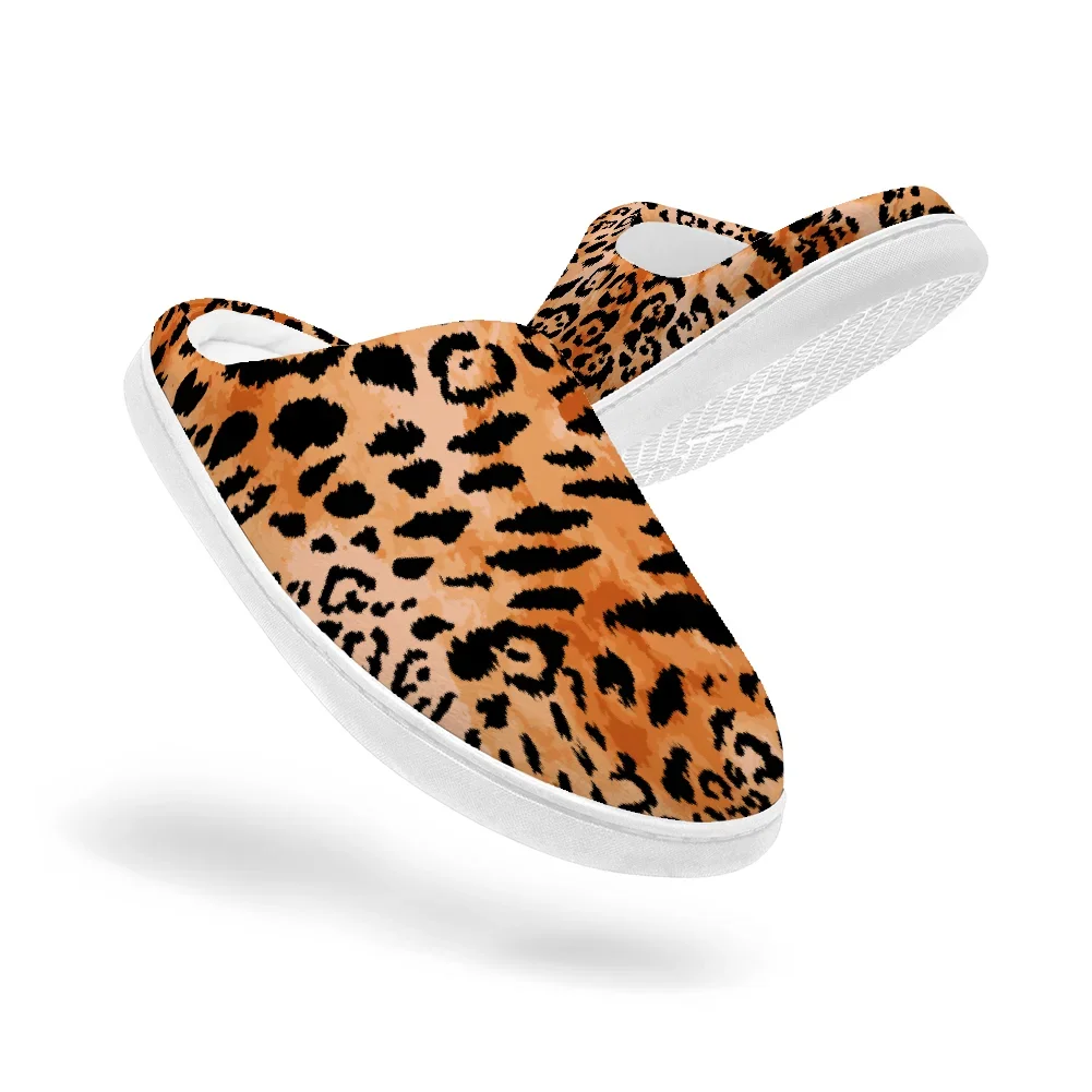 

Leopard print Keep Smiling Home Cotton Slippers Plush Casual Keep Warm Shoes Thermal Slipper