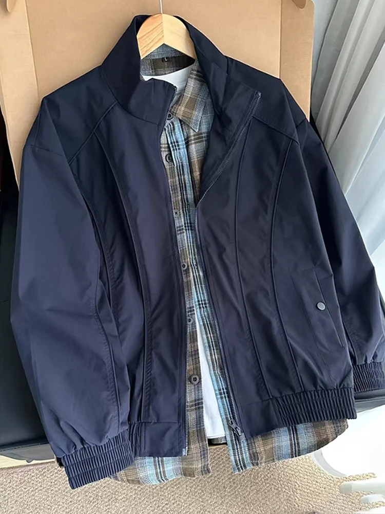 

Мужская куртка с воротником-пилотом в стиле ретро, облегающая рабочая одежда, бейсбольная одежда, осенний сезон, модная молодежная повседневная одежда