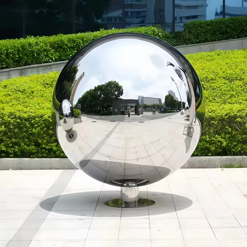 Stainless steel large sphere sculpture decoration, diameter 40cm to 120cm, mirror polished, suitable for outdoor gardens BB645SZ