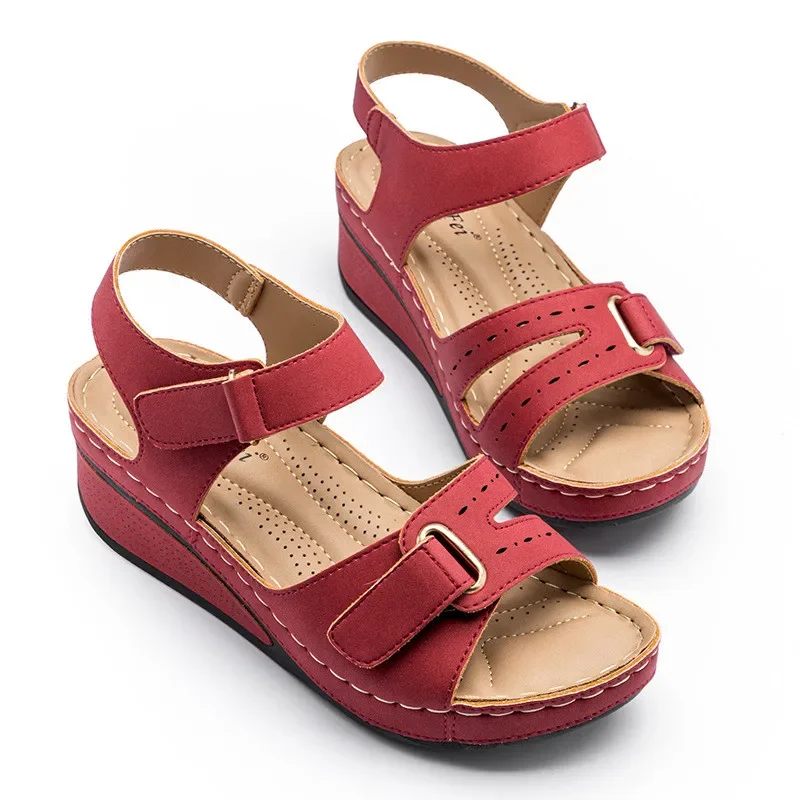 BEYARNE 36-42 Plus Size Sandals New Women\'s Sandals Wedge Heel Thick Bottom Plus Size Sandals Comfortable And Mother Flat