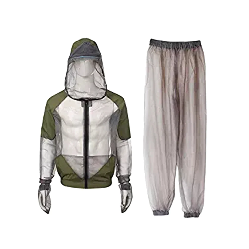 

Mosquito Suit Grey Netting Protective Clothes Insect Outdoor Fishing Camping Hunting Explorer Mesh Hooded