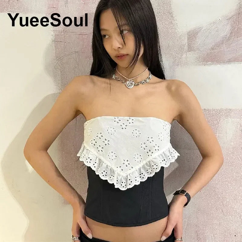 White Y2K Tops 2025 Summer New Fashion Sweet Cute 2000s E Girl Crop Tops Printed Sleeveless Slim Casual High Street Tank Top