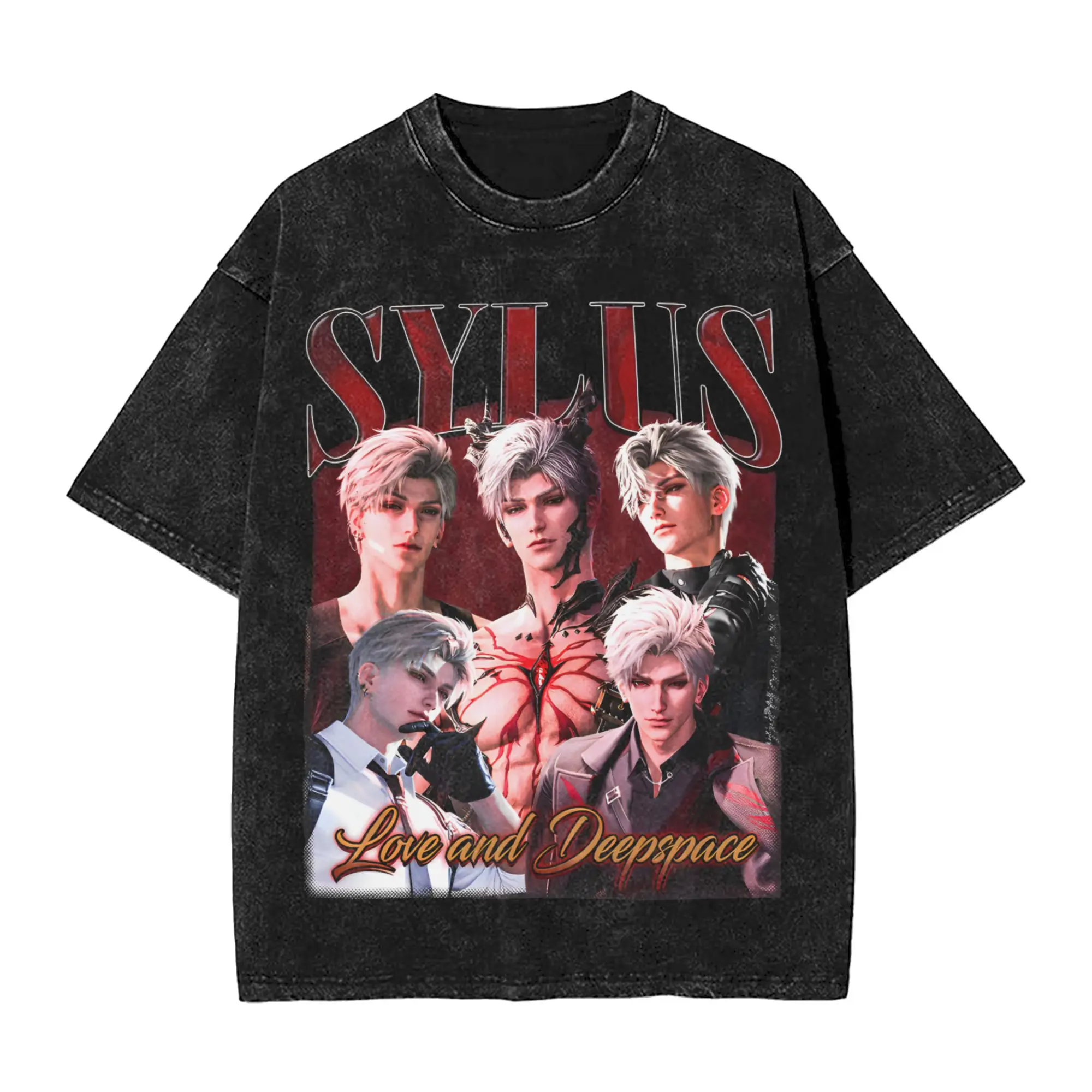 

Washed T Shirts Girl Dinner Sylus Vintage T-Shirt High Street Love and Deepspace Streetwear Cotton Summer Tops Tees Men Women